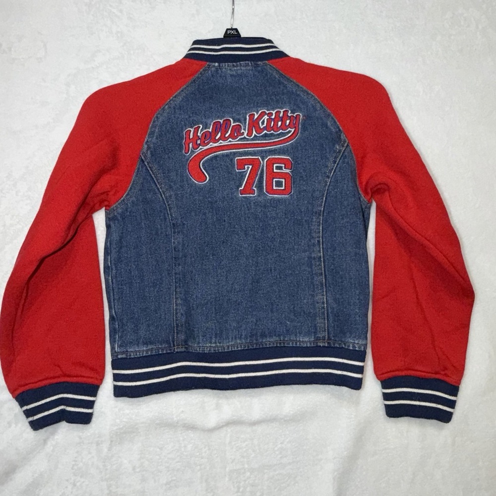 Vtg Hello Kitty Athletics Varsity Bomber Jacket Girls Size 7-8 Small Sanrio 2002
